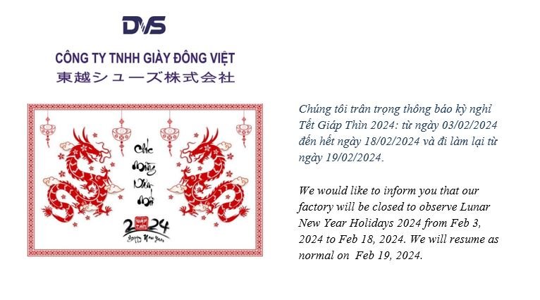 LỊCH NGHỈ TẾT NGUYÊN ĐÁN 2024